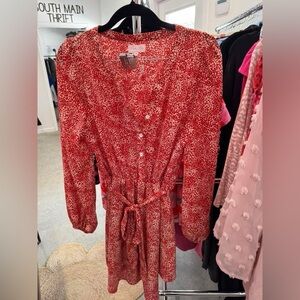 Pink Lily Red Floral Dress